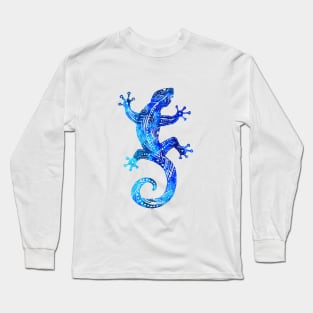 Blue Tribal Gecko Long Sleeve T-Shirt